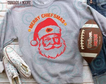 KC Santa | Merry Chiefsmas | Chiefs Winter Kansas City PNG FILE | Football | dtf sublimation