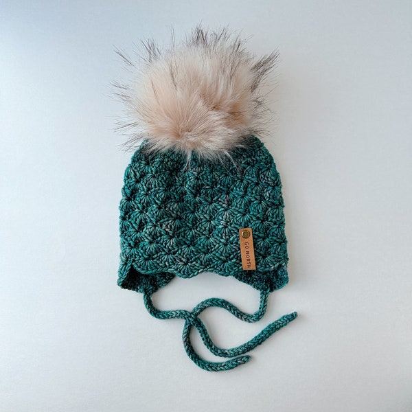 CROCHET PATTERN | Elin Hat | Infant, Toddler, Child + Adult Sizes | Crochet Winter Cap w/ Earflaps Beginner Tutorial | Easy One Skein Gift