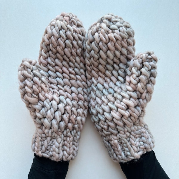 CROCHET PATTERN Sea Stone Mittens, Super Bulky Glove Pattern for Beginners, Winter Hand Warmers, Chunky Mittens for Women + Men