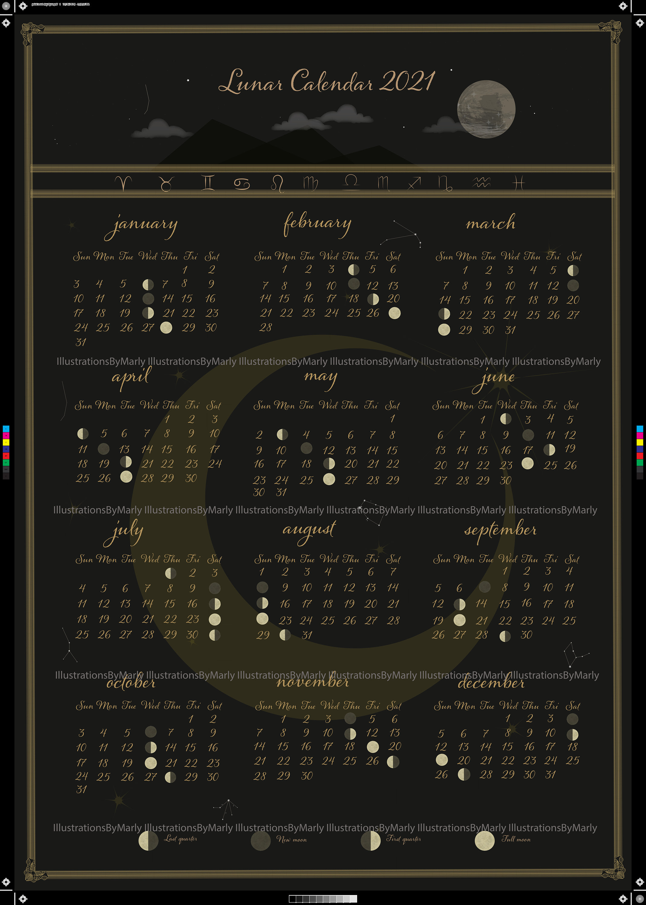 Printable Lunar Calendar 2021 Etsy