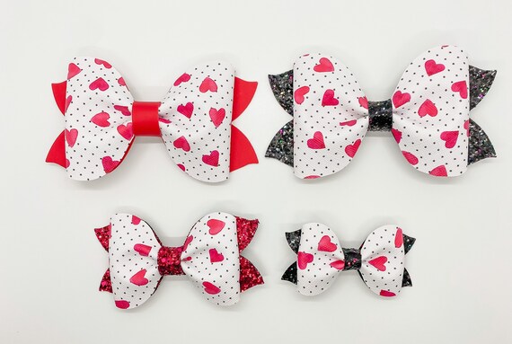 Valentines Day Bow Heart Bows Valentines Day Bow Faux | Etsy