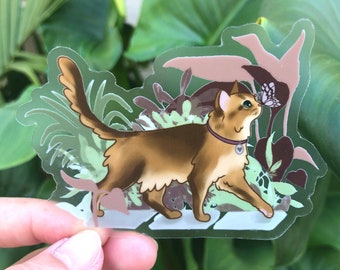 Garden Cat Transparent Sticker/ Cat Lady Sticker/ Plant Lady Sticker/ Cat Decal