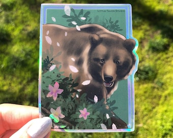 Grizzly Bear Sticker/ Holographic Bear Sticker/ Wildlife Sticker
