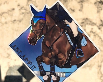 Jumping Horse Sticker | Hunter Jumper Sticker | Equestrian Sticker | Holographic | Laptop Decal