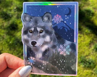 Gray Wolf Sticker/ Holographic Wolf Sticker/ Wildlife Sticker