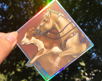 Cowhorse Sticker | Cutting Horse Sticker | AQHA Quarter Horse Sticker | Holographic | Laptop Decal