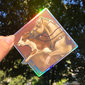 Cowhorse Sticker | Cutting Horse Sticker | AQHA Quarter Horse Sticker | Holographic | Laptop Decal