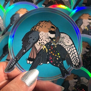Kestrel Sticker/ Bird Sticker/ Holographic Falconry Sticker/ Raptor Sticker