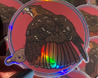Red-tailed Hawk Sticker/ Bird Sticker/ Holographic Falconry Sticker/ Raptor Sticker