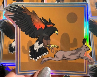 Harris&#39;s Hawk Sticker/ Bird Sticker/ Holographic Falconry Sticker/ Raptor Sticker