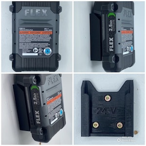 Flex 24v Battery Holder, Organizer, Wall Mount, Power Tool Storage, Pack of 6