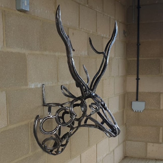 Stag ' Wall Mounted Stag Head Sculpture ' Horseshoe Etsy UK