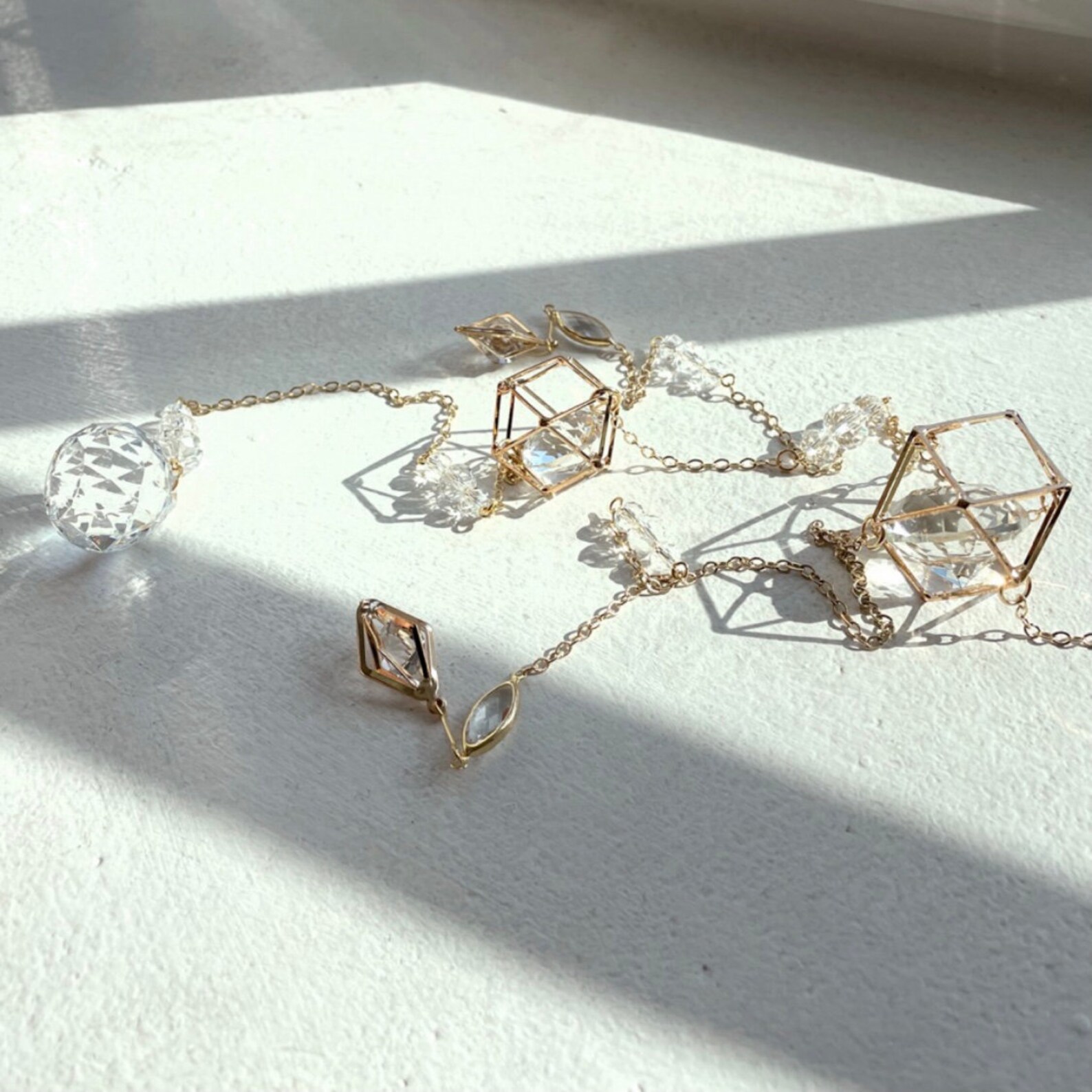 Crystal Suncatcher Gold Modern Crystal Suncatcher for Etsy