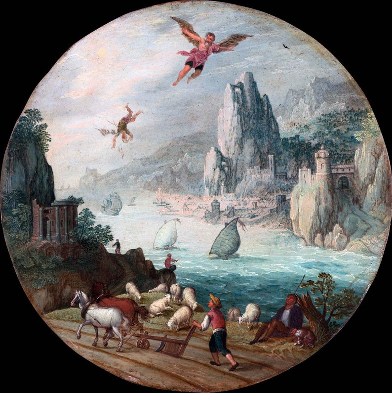 1586 The Fall of Icarus Painting Tobias Verhaecht Icarus Etsy
