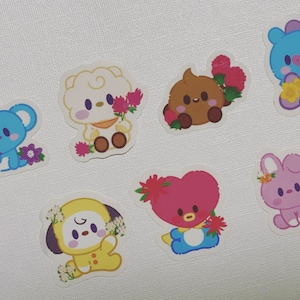 BT21 Flower Series Clear Stickers
