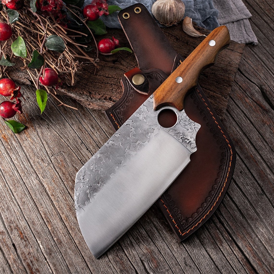 5Cr15Mov Handmade Meat Cleaver Boning Knives Vegetable Etsy