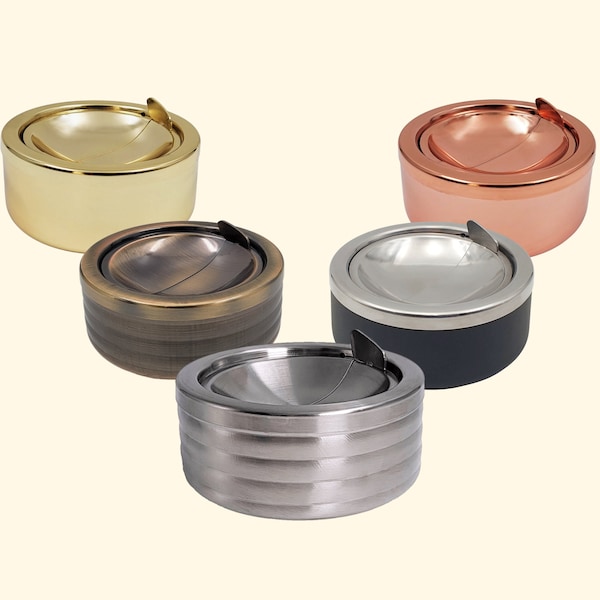 Smokeless Stainless Steel Ashtray with Lid for Cigarettes / for Outdoor Patio Outside Indoor Decorative Fancy