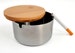 Stainless Steel Ashtray with wooden bamboo Lid for Cigarettes Outdoor Patio Outside Indoor Decorative Fancy Smokeless 