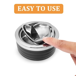 Smokeless Stainless Steel Ashtray with Lid: Decorative Windproof Design