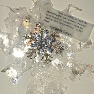 White Snowflake ornament with die cut glitter snowflake