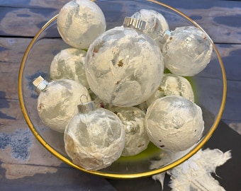Handmade paper ball ornament, white