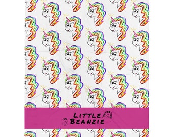 Unicorn Blanket Throw - Rainbow | Little Beanzie | Soft and Cozy, Big Kids & Toddler Blanket, Preschool Blanket, Large Size 50” x 60”