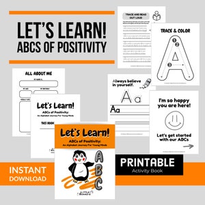 Druckbares Aktivitätsbuch für Kinder – Little Beanzie | Lass uns lernen! ABCs der Positivität
