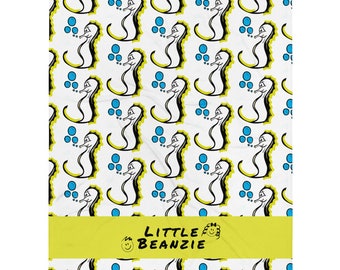 Seahorse Blanket Throw - Sunny Seahorse | Little Beanzie | Cozy Big Kids & Toddler Blanket, Preschool Blanket, Large Size 50” x 60”