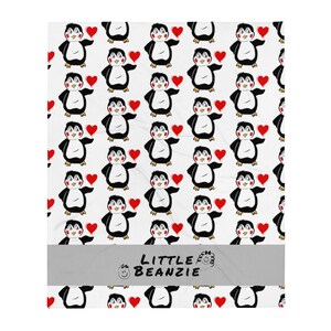Penguin Blanket Throw - Penny Penguin | Little Beanzie | Soft and Cozy, Big Kids & Toddler Blanket, Preschool Blanket, Large Size 50” x 60”