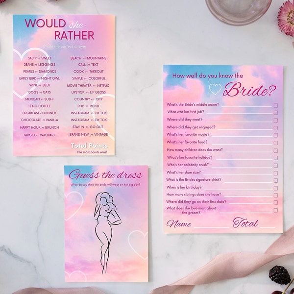 Editable LOVER themed Bridal shower games - set of 10! **DIGITAL**