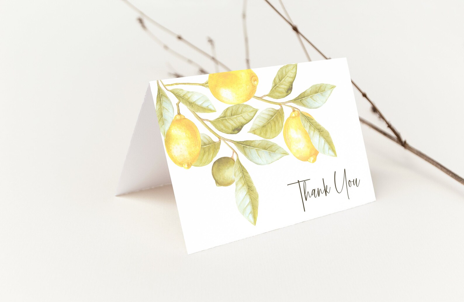 Lemon Thank You Card Citrus Wedding Thank You Note Bridal Etsy