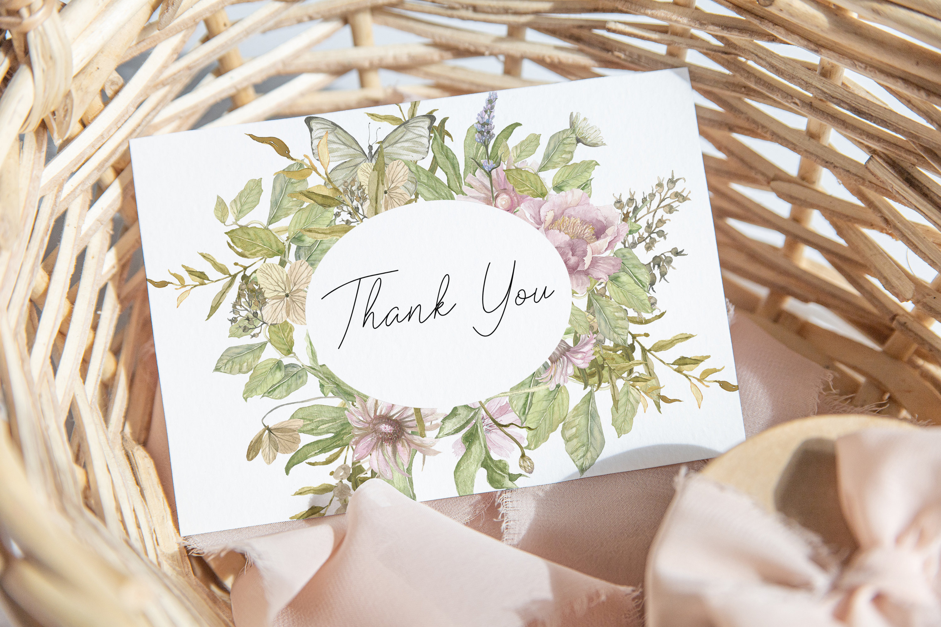 Wildflower Thank You Card Field Flowers Thank You Note Etsy