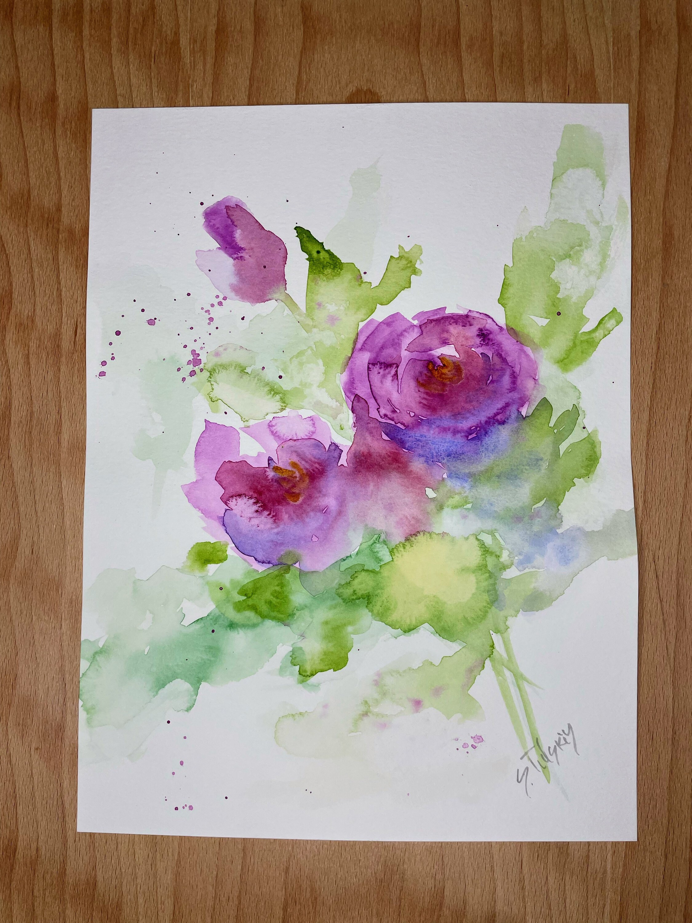 Abstract Roses - Original Watercolor Painting 9x12 - Etsy