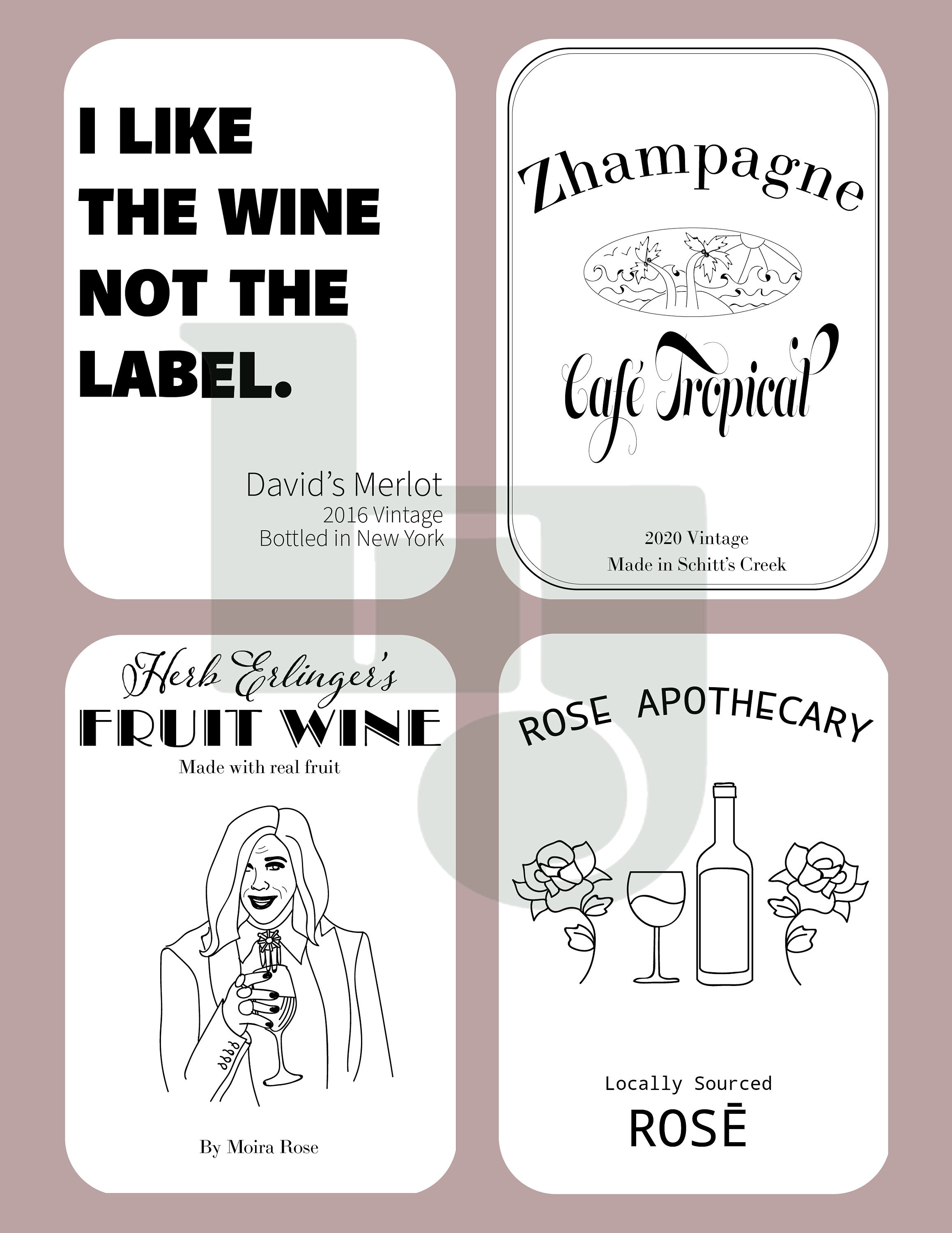 Printable Schitt's Creek Inspired Wine Labels Includes Etsy