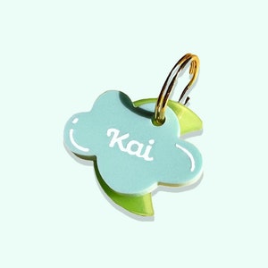 Celestial Cloud Pet ID Tag: Custom Engraved Dog Name Tag