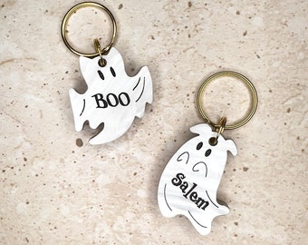 Ghost Pet ID Tag: Spooky Acrylic Dog and Cat Collar Tag