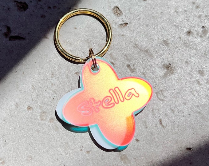 Iridescent Clover Pet ID Tag: Custom Engraved Dog Cat Collar