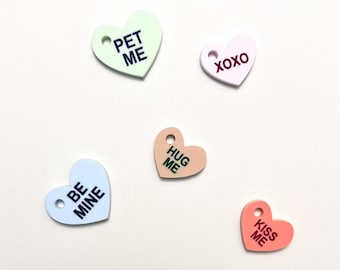 Conversation Heart Pet ID Charm: Mini Dog Tag