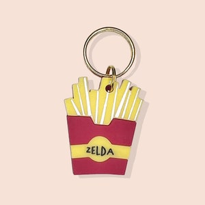 Custom French Fries Pet ID Tag | Personalized Dog Tag | Engraved Cat Name Tag | Cute Dog Collar Tag | Cat ID Tag | Pet Tag