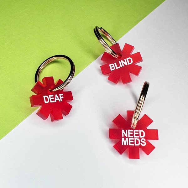 Mini Charms for Special Needs Dogs and Cats, Deaf, Blind, Needs Meds Tags for Dogs and Cats, Accessories for Pet ID Tags, Pet ID Accessories