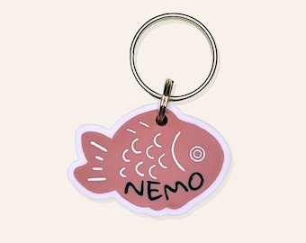 Taiyaki Fish Pet ID Tag: Customizable Dog & Cat Tag