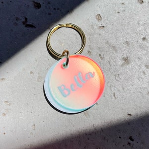 Iridescent Pet ID Tag: Custom Engraved Dog Cat Collar Tag