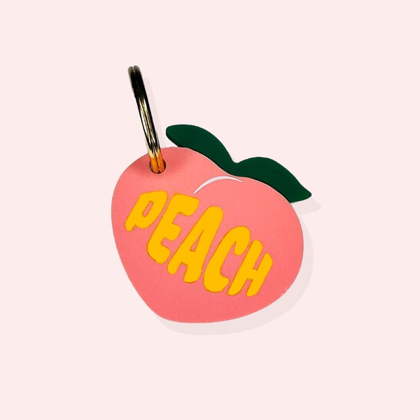 Peach Personalized Dog ID Tag | Engraved Pet Name and Contact Details | Cute & Durable Dog Collar Tag | Peach Dog Tag