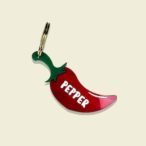 Red Pepper Dog Tag, Chili Pepper Pet ID Tag for Cats and Dogs, Personalized Dog ID Tag, Custom Dog Tag, Engraved Dog Tag, Name tag for Dogs