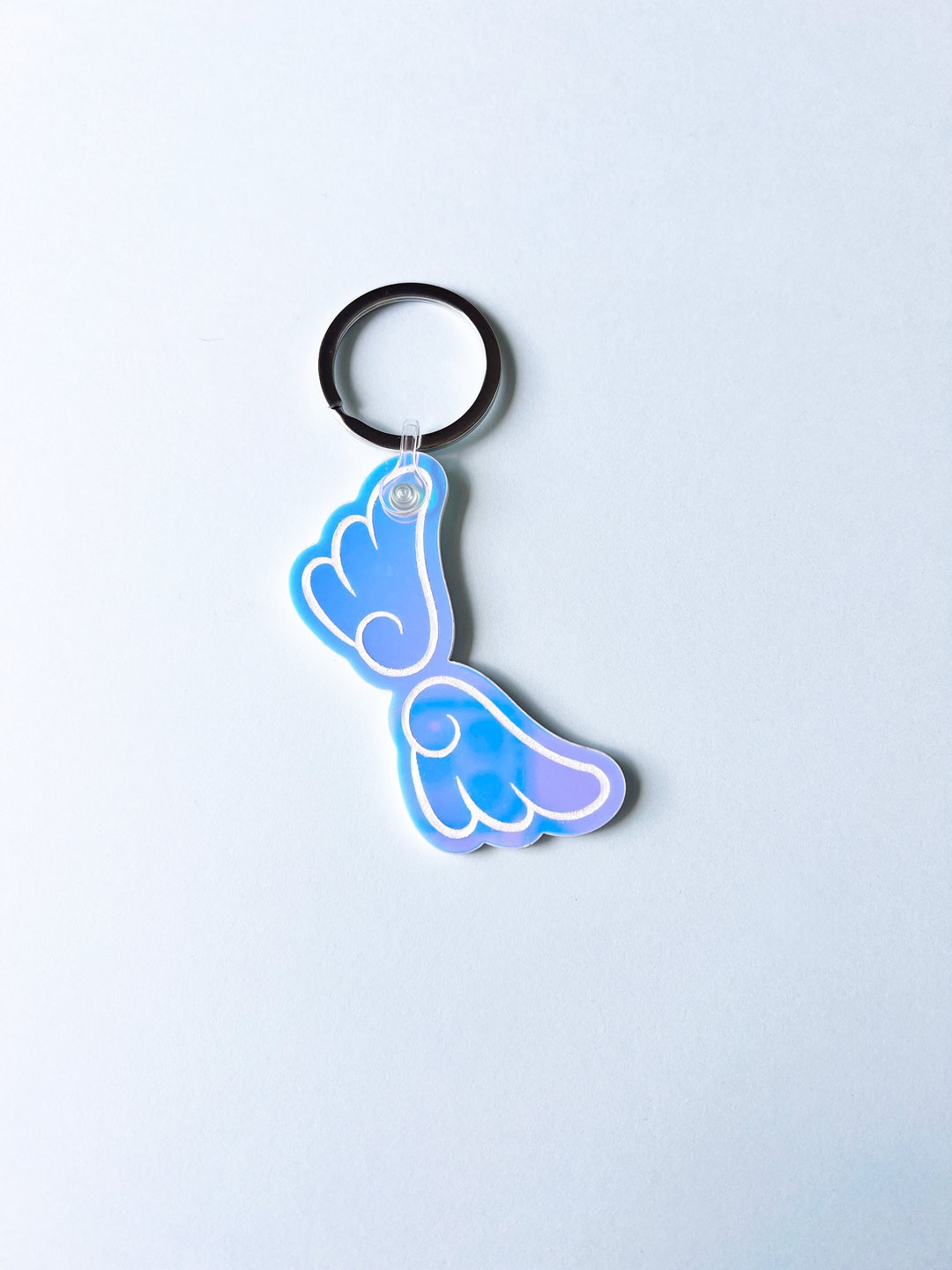 Iridescent Angel Wing Keychain With Custom Engraving Option - Make It ...
