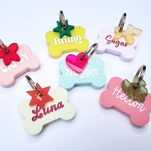 Bone Shaped Pet ID Tag: Custom Engraved Dog Cat Collar Tag