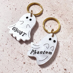 Custom Ghost Dog name tag, Cat id tag, Silent dog tag, Dog id tag, Puppy tag, Pet tag, Spooky dog ID Tag, personalized dog tag