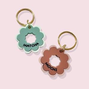 Custom Mochi Donut Pet ID Tag: Engraved Dog & Cat Name Tag