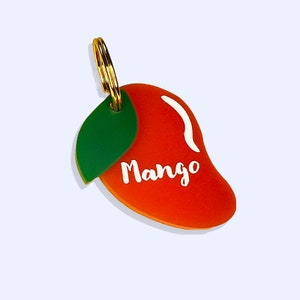 Mango Engraved dog tag, Dog ID tag, Pet Tag, Personalized Dog Name Tag, Custom Pet ID Tag, Fruit Dog Tag, Cat Name Tag, Gift for Puppy
