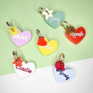 Valentine&#39;s Heart Pet ID Tag: Custom Engraved Dog Cat Collar Tag